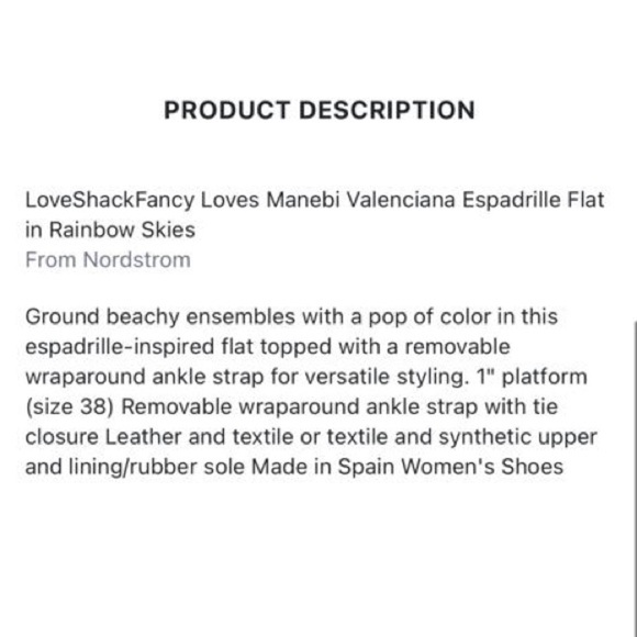 NIB LoveShackFancy X Manebi Valencia Espadrille Flat Sandal in Rainbow Skies - Picture 13 of 13